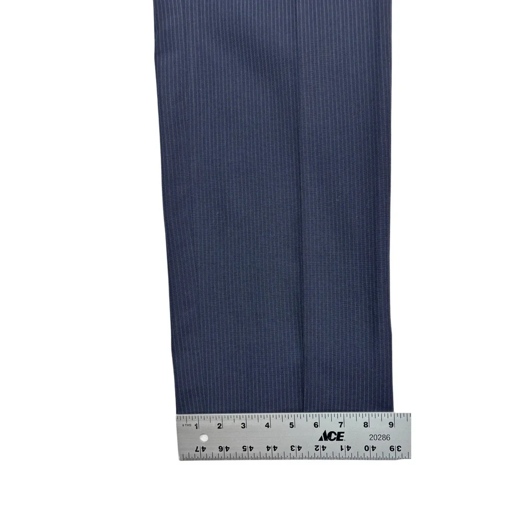 vtg Hickey Freeman 44R 36x30 Navy Blue Pinstripe 2pc Pant Suit USA Wool Classic